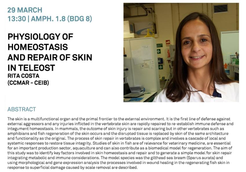 Generic representation of CCMAR Seminars by Izasa: Physiology of homeostasis and repair of skin in teleost