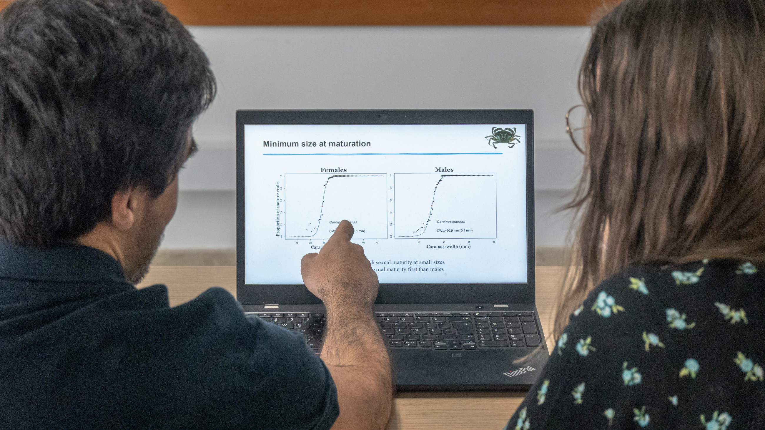 Boy and girl analysing a graph on a computer