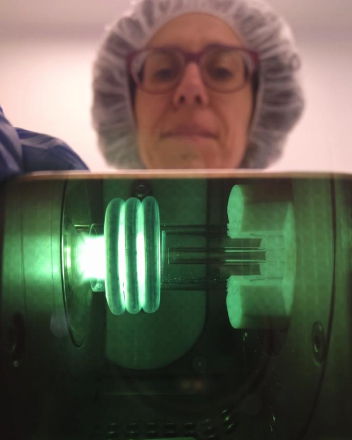 Plasma being formed inside an ICP-MS.